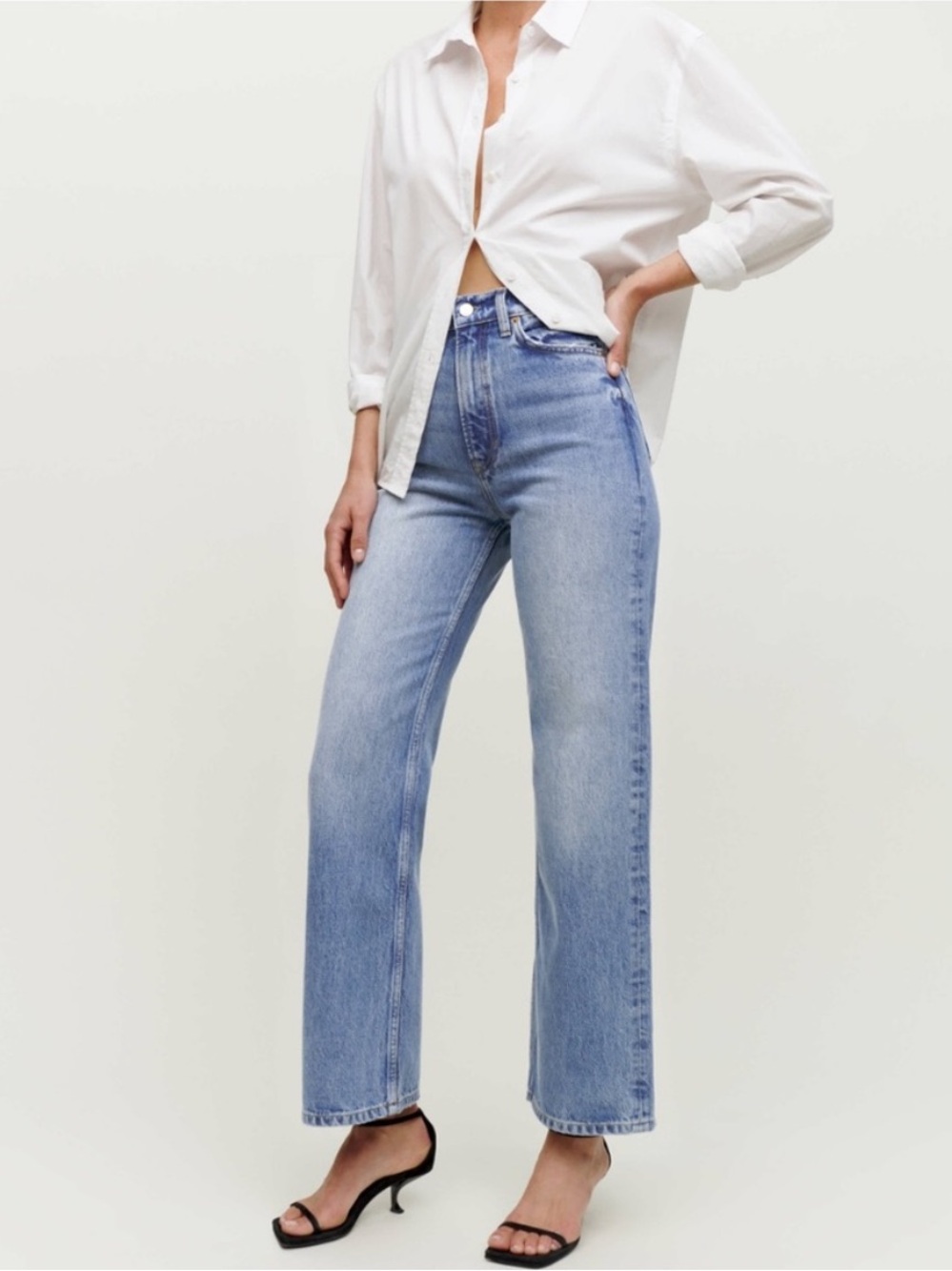 Reformation Wilder High Rise Wide Leg Cropped Jeans